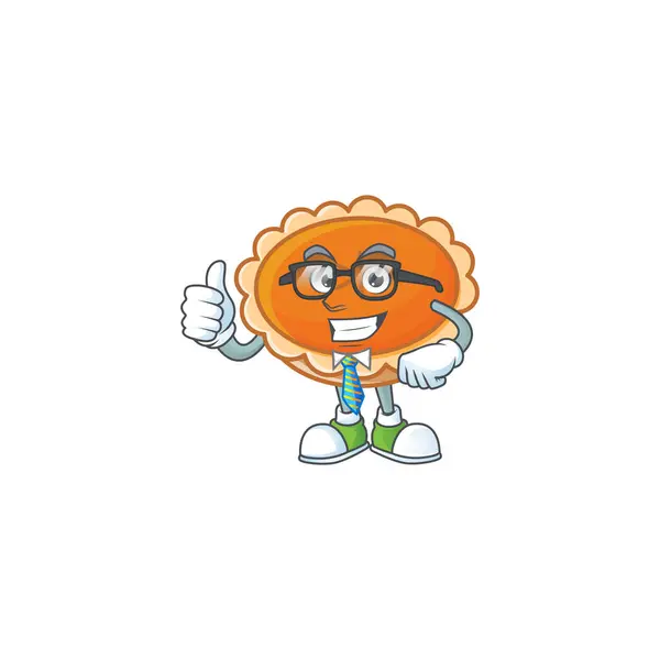 Oranje taart cartoon met zakenman mascotte ontwerp. — Stockvector