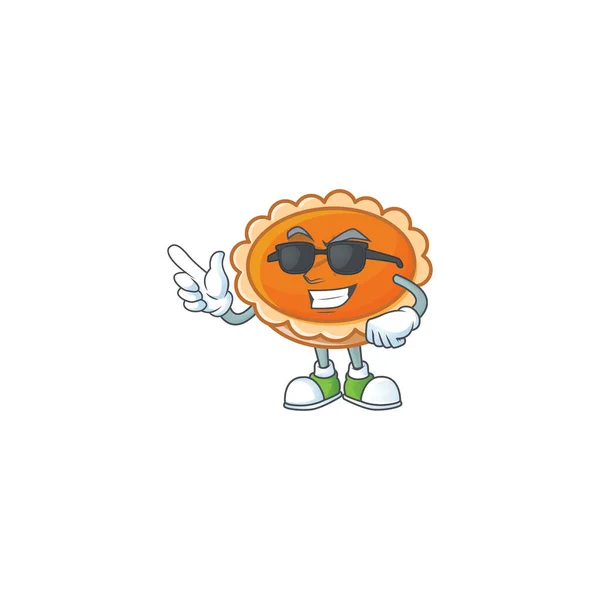 Dessin animé tarte orange avec design de mascotte super cool . — Image vectorielle