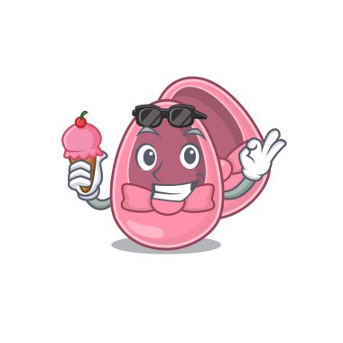 Dondurma tutan bir bebek kız ayakkabısı karikatürü.