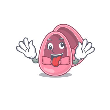 Bebek kız ayakkabılarının maskot tasarımı. Komik, çılgın bir yüzü var.