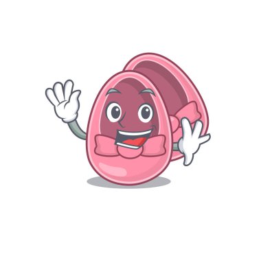 Çekici bir bebek ayakkabısı maskot tasarımı gülümseme ve el sallama