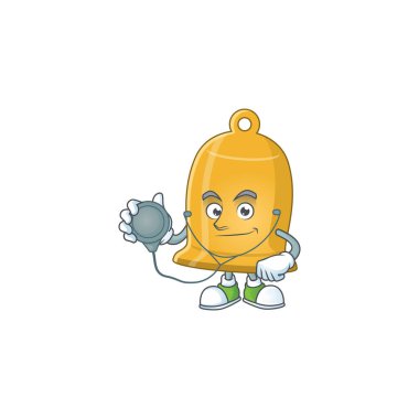 Bell 'in çizgi film karakteri Doktor Work' ü steteskopla sundu. Vektör illüstrasyonu