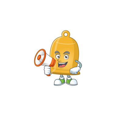 Megafonlu bir çan karikatürü tasarımı.