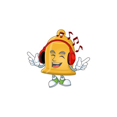 Kulaklıkla müzik dinleyen çan çizimi.