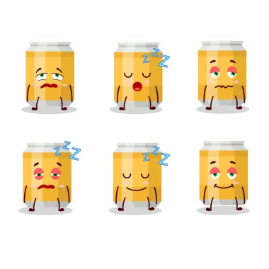 Uykulu ifadeli çizgi film karakteri bira kutusu