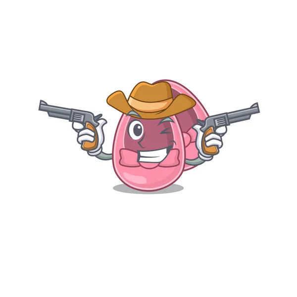 Personaje de dibujos animados vaquero de zapatos de niña con armas — Vector de stock