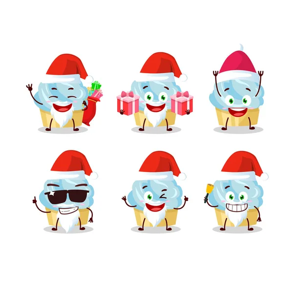 Emoticones de Santa Claus con personaje de dibujos animados de pastel de vainilla — Vector de stock