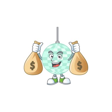 Mütevazı, zengin bir disko topu karikatür karakter tasarımı.