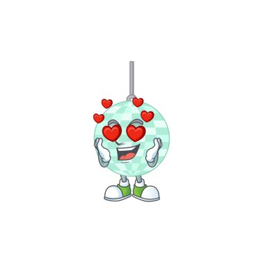Sevimli bir disko topu maskot stili aşık olmuş.