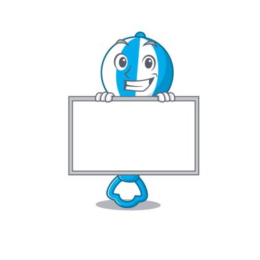 Oyuncak karikatür tasarım stili tahtanın arkasında duruyor