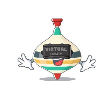 Modern Sanal Gerçeklik kulaklığı kullanan en iyi oyuncağın çizgi film görüntüsü.