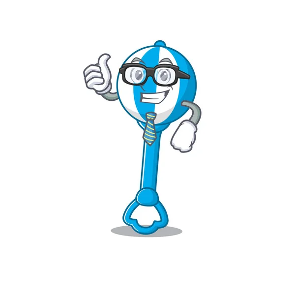 Dibujo de dibujos animados de juguete sonajero Empresario con gafas y corbata — Vector de stock