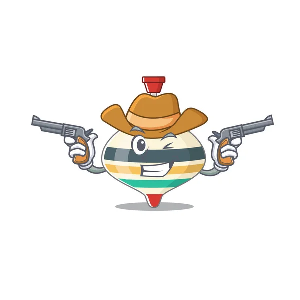 Cartoon character cowboy of top toy with guns — Stock Vector