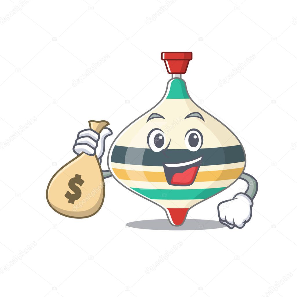 Crazy rich top toy mascot design having money bags