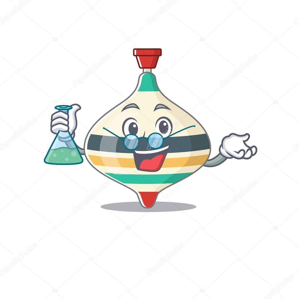 caricature character of top toy smart Professor working on a lab