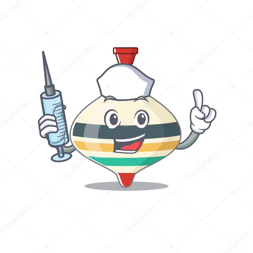 Top toy humble nurse mascot design with a syringe