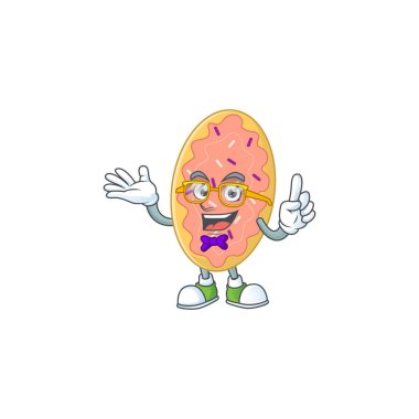 Garip gözlüklü inek ekmeğinin çizgi film karakteri tasarımı. Vektör illüstrasyonu