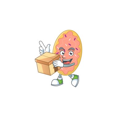 Çizgi film tasarım tarzı ekmek hediye kutusuna sahip. Vektör illüstrasyonu