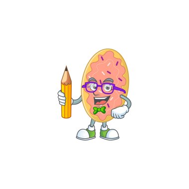 Ekmek öğrenci maskot tasarımı konsepti evde çalışıyor. Vektör illüstrasyonu