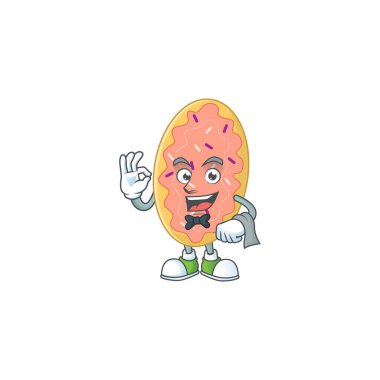 Garsonluk yapmaya hazır bir ekmek karikatürü. Vektör illüstrasyonu