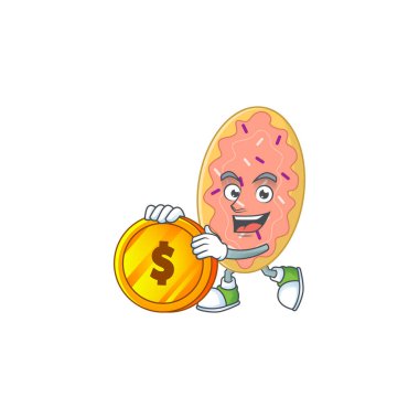 Ekmek zengini ve büyük altın paralı bir karakterin karikatür resmi. Vektör illüstrasyonu