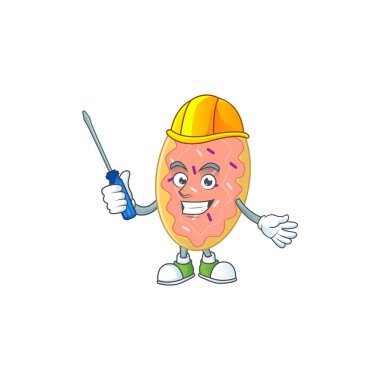 Bir otomotiv karakterindeki ekmek karikatürü. Vektör illüstrasyonu