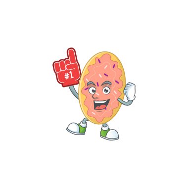 Kırmızı köpük parmaklı Ekmek Çizgi Filmi karakter tasarım tarzı. Vektör illüstrasyonu