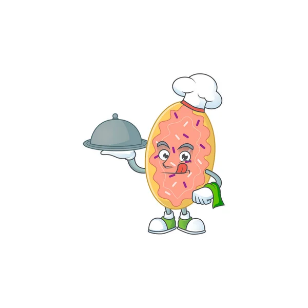 Diseño Mascota Del Chef Pan Con Sombrero Bandeja Ilustración Vectorial — Vector de stock