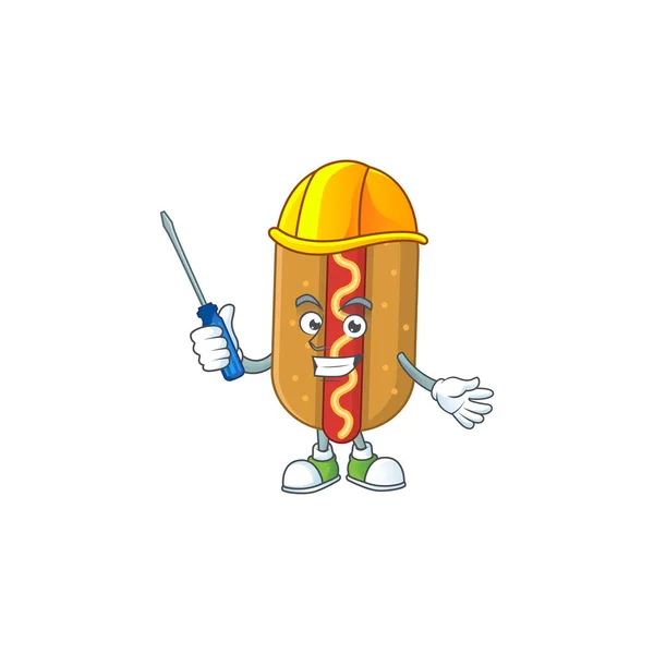 Immagine Del Fumetto Hotdog Personaggio Automobilistico Illustrazione Vettoriale — Vettoriale Stock