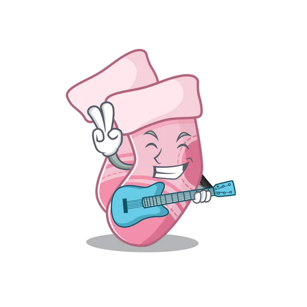 Brillante musicista di baby calzini disegno dei cartoni animati suonare musica con una chitarra — Vettoriale Stock