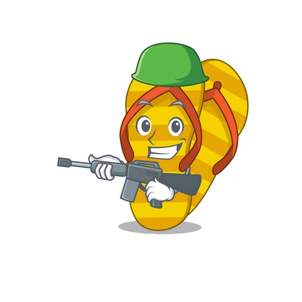 Uma imagem dos desenhos animados do Exército chinelos segurando metralhadora —  Vetores de Stock