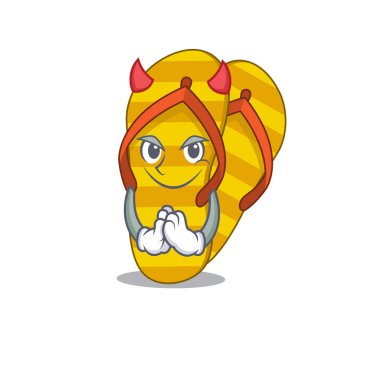 Şeytan çizgi film karakteri tasarımı konseptine bürünmüş parmak arası terlikler.