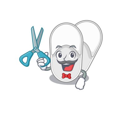 Otel terlikleri çizgi film karakteri tasarımı, yetenekli berber.