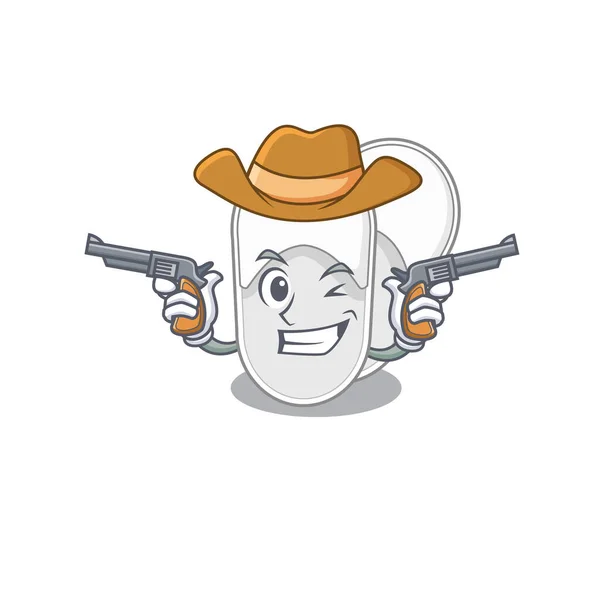 Personagem de desenho animado cowboy de chinelos de hotel com armas —  Vetores de Stock