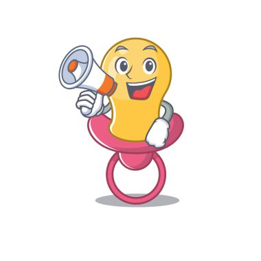 Bebek emziğinin maskot tasarımı megafonda yeni ürünler duyurdu