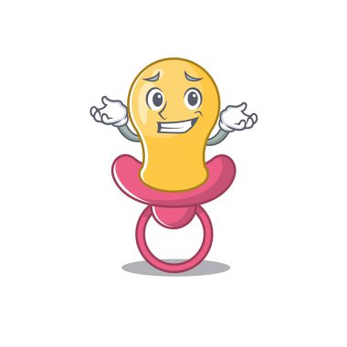 Sırıtan bebek emziği karikatür karakterinin şirin bir resmi.