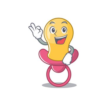 Bebek emziği maskotu tasarımı tamam işaret parmağı