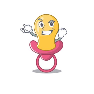 Komik bir çizgi film tasarımı. Mutlu yüzlü bebek emziği.