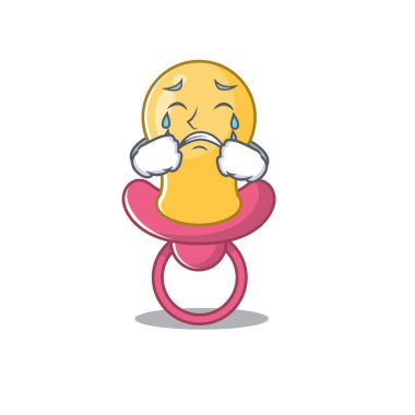 Bebek emziğinin karikatür tasarımı hüzünlü bir yüze sahip