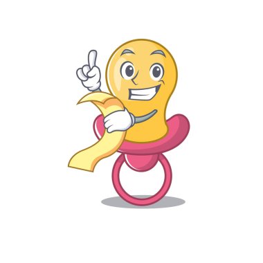 Elinde menü olan bebek emziği karakteri.