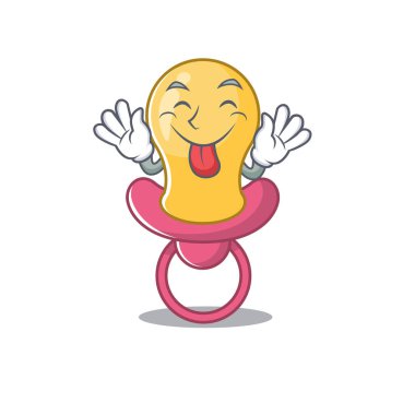 Dili dışarıda komik bebek emziği tasarımı.