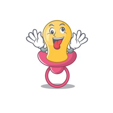 Bebek emziğinin maskot tasarımı. Komik, çılgın bir yüzü var.
