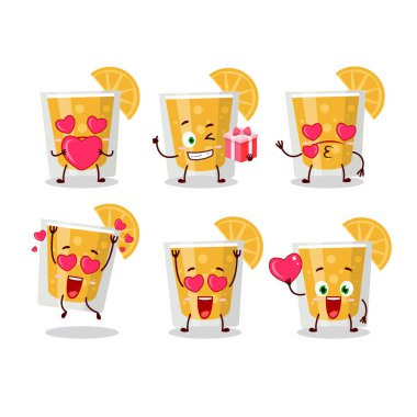 Portakal suyu çizgi film karakteri. Sevgi dolu bir ifade.