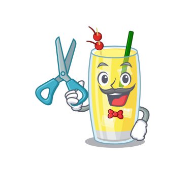 Yetenekli berber olarak Pina Colada çizgi film karakteri tasarımı