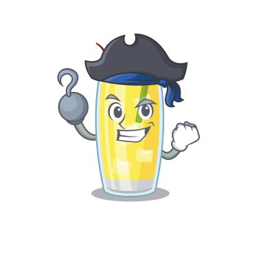 Pina colada kokteyl karikatür dizaynı Korsan karakteri ve tek kroşe.