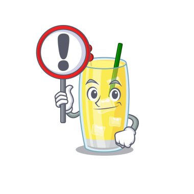 Pina colada kokteylinin karikatür ikonu. Ünlem levhası ile birlikte.