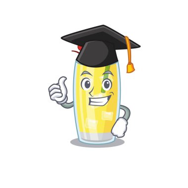 Mezuniyet töreninde şapka takan pina colada kokteyl karikatürü tasarımından gurur duyuyorum.