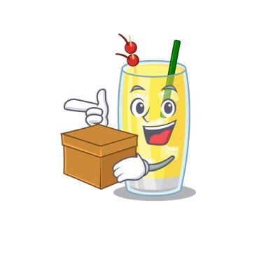 Neşeli bir pina colada kokteyli çizgi film tasarımı konsepti.