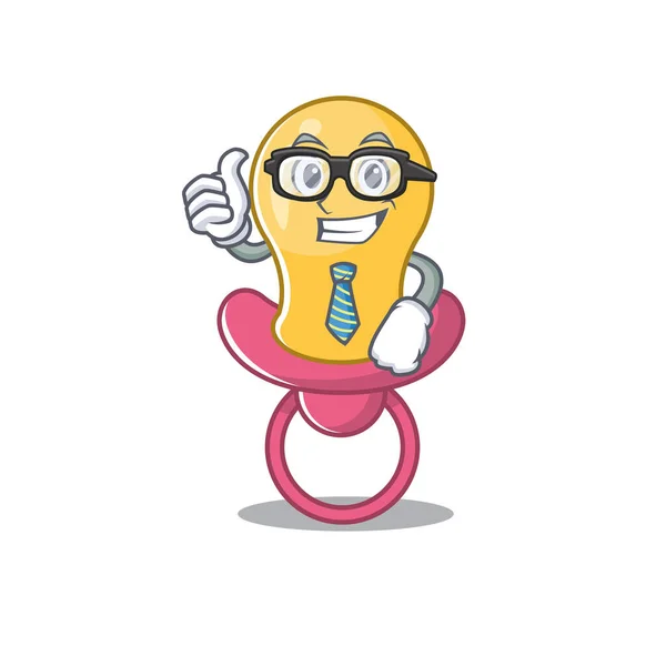 Gambar kartun baby pacifier Pengusaha memakai kacamata dan dasi - Stok Vektor
