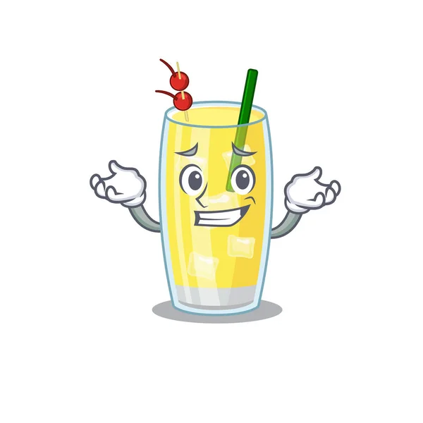 Een schattige foto van grijnzende pina colada cocktail karikatuur karakter — Stockvector